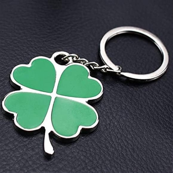 Four Clover Key Chain Ring 3D Chrome Metal Car Keychain Keyring Alloy Key Holder - Picture 2 of 3